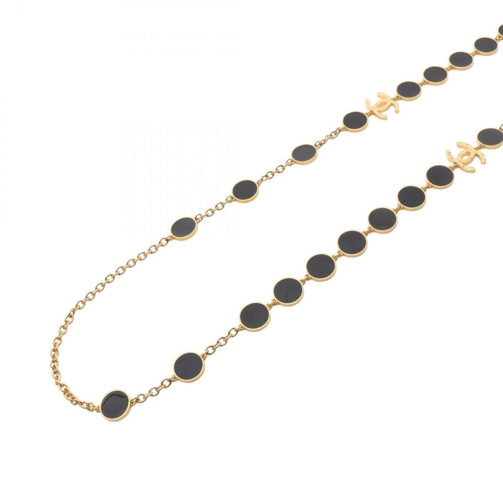 Black CHANEL Coco Mark Necklace Jewelry GP (Gold Plated) Women's Gold and (1 of 6)