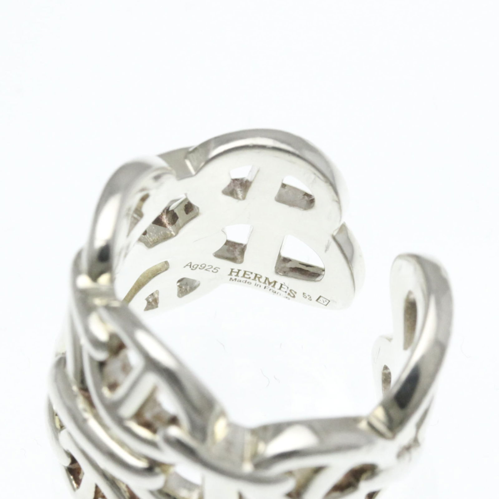 Silver Hermes Band Ring - 5
