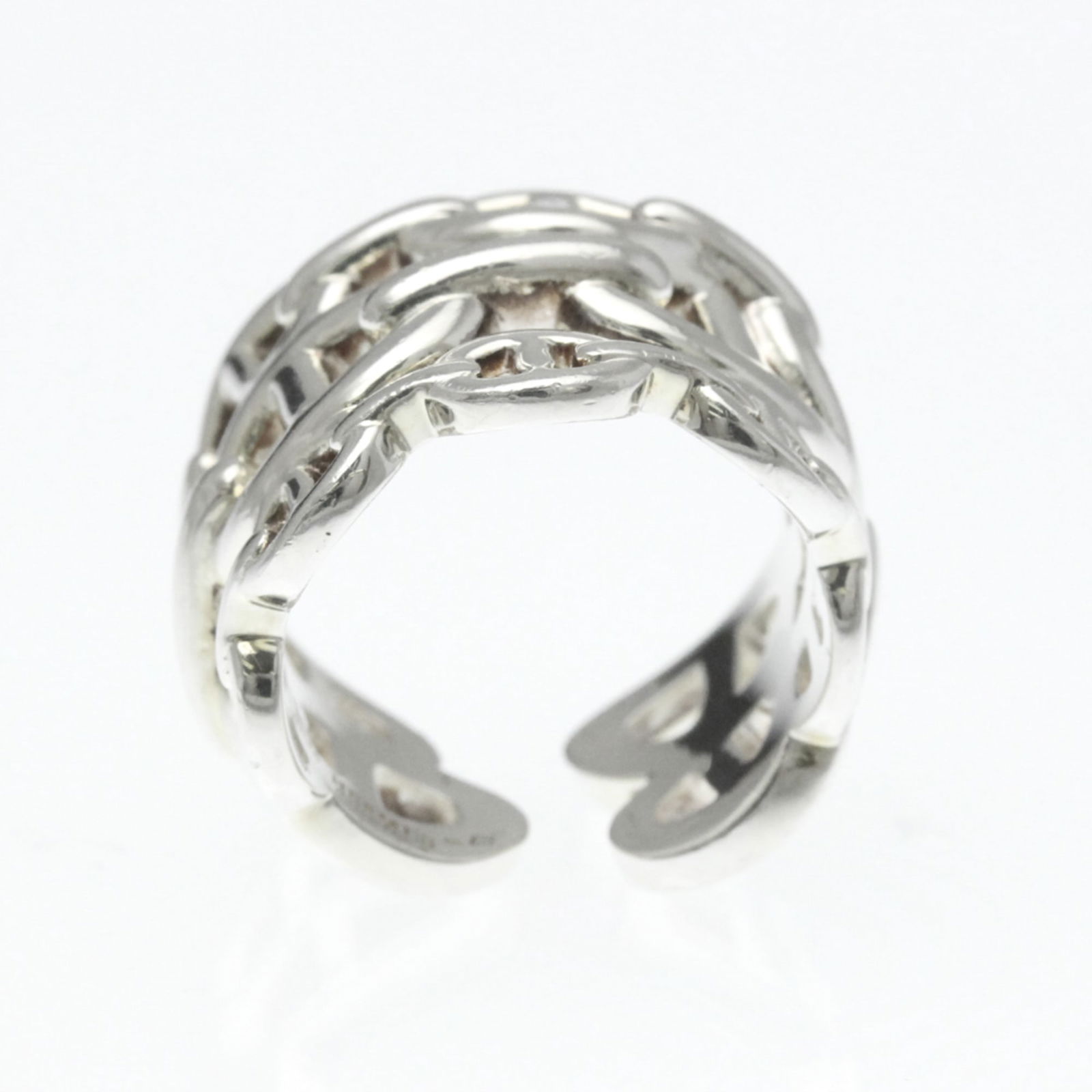 Silver Hermes Band Ring - 8