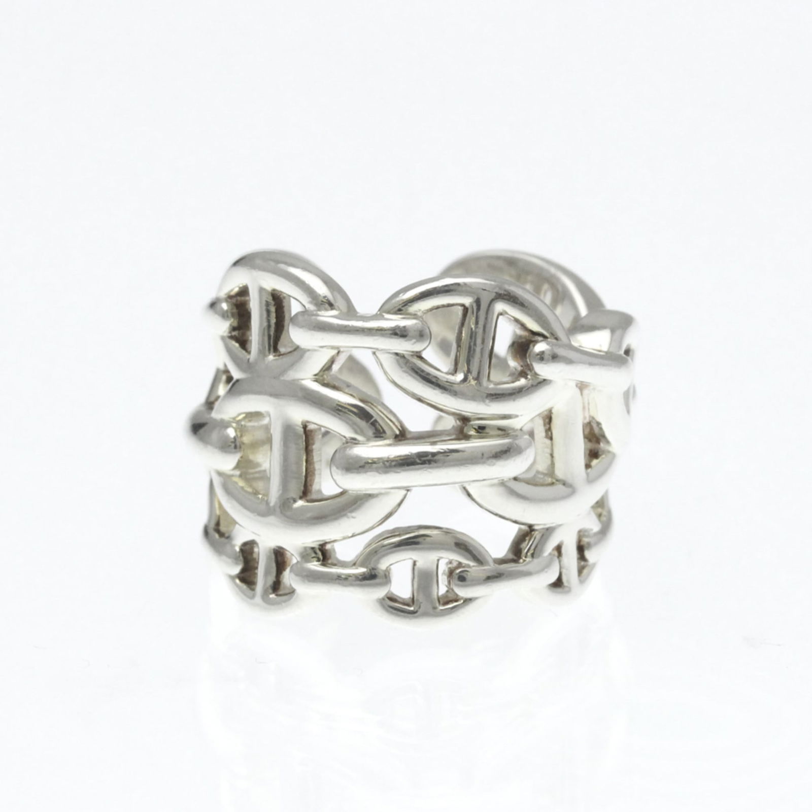 Silver Hermes Band Ring - 9
