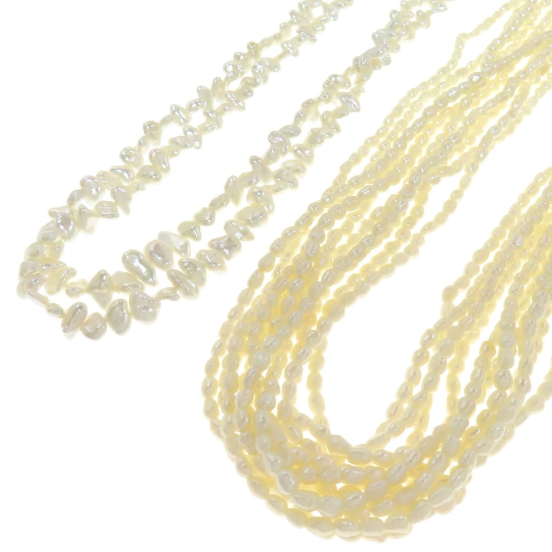 89.6g Set of 2 Freshwater Pearl 10 strands 2 strands Necklace Metal SV (1 of 10)
