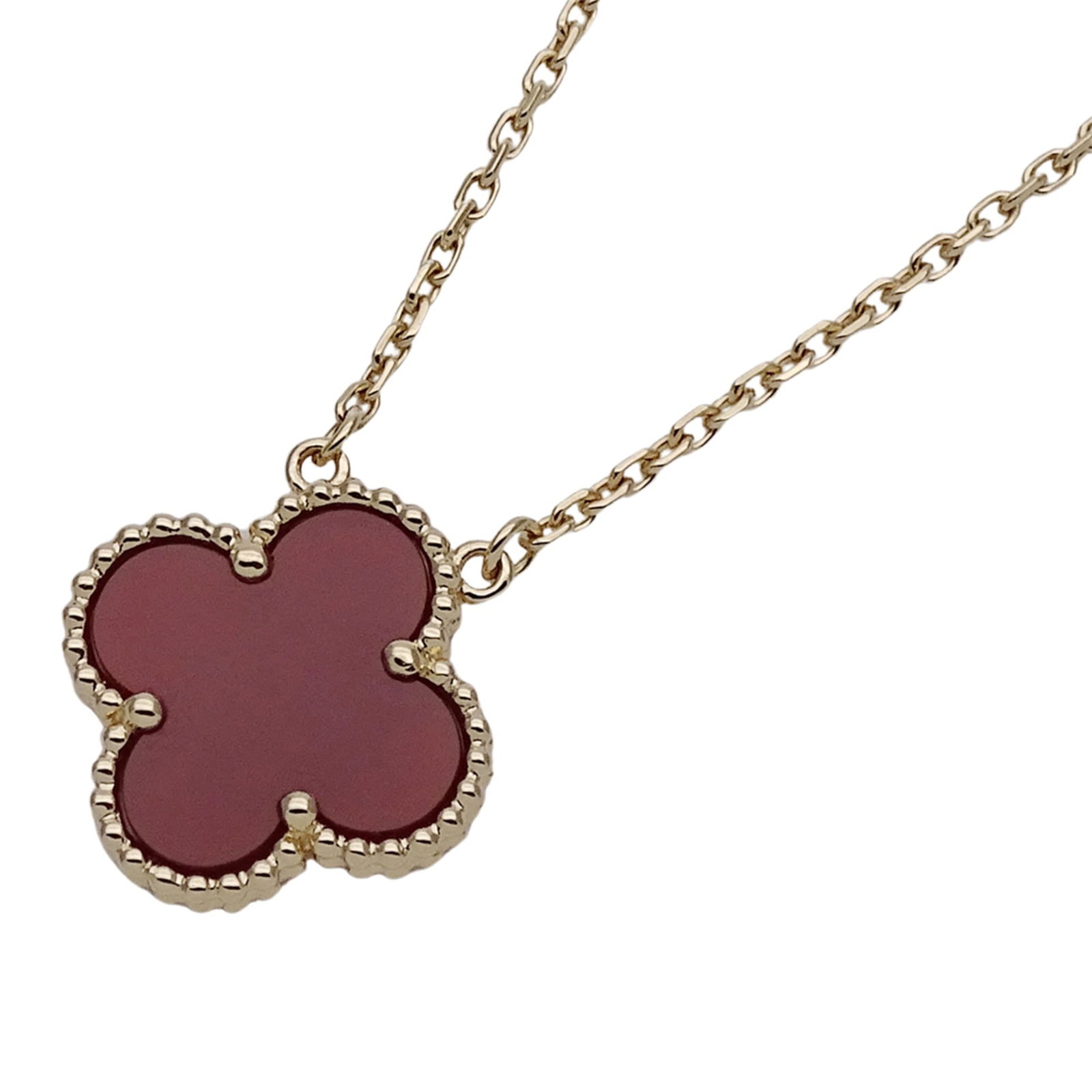 Polished 750YG Yellow Gold with Carnelian - Van Cleef & Arpels Vintage Alhambra Necklace for Women: Polished 750YG Yellow Gold with Carnelian - Van Cleef & Arpels Vintage Alhambra Necklace for Women This listing features Polished 750YG Yellow Gold with Carnelian - Van Cleef & Arpels Vintage Alhambra