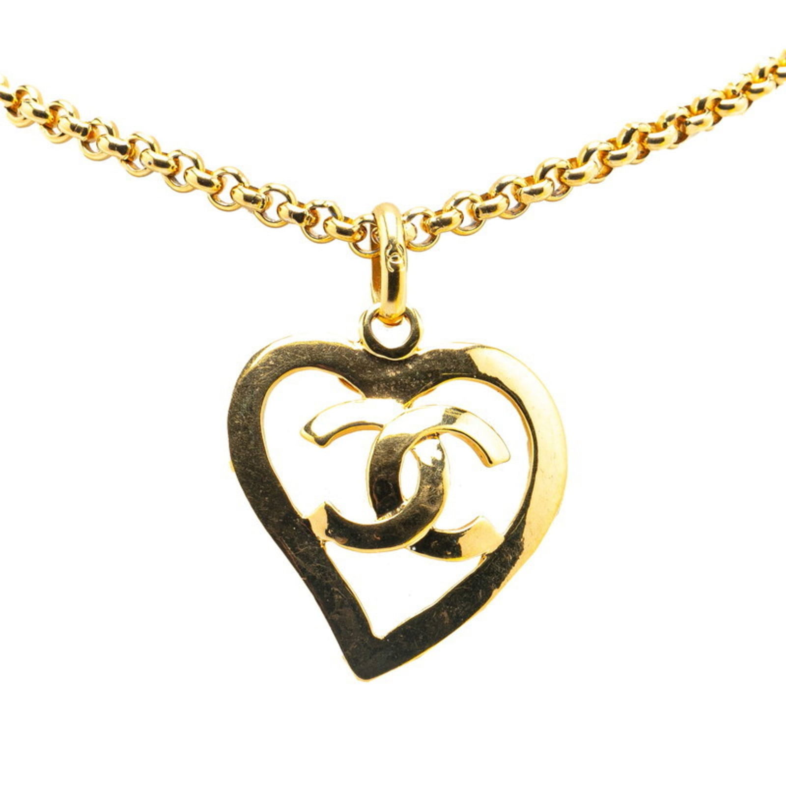 CHANEL - Vintage Chanel Coco Mark Heart Motif Necklace - Gold Plated - Women's: CHANEL - Vintage Chanel Coco Mark Heart Motif Necklace - Gold Plated - Women's This listing features CHANEL - Vintage Chanel Coco Mark Heart Motif Necklace - Gold Plated - Women's. Item specifics are