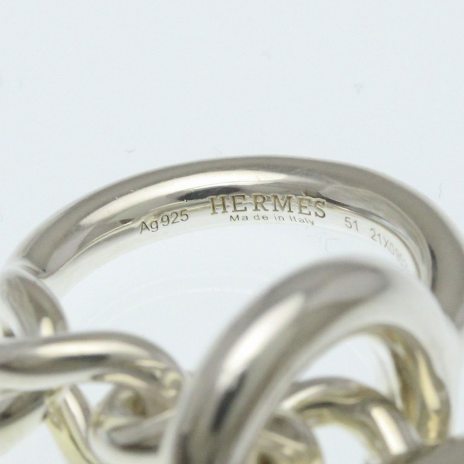 Silver Hermes Band Ring - 7