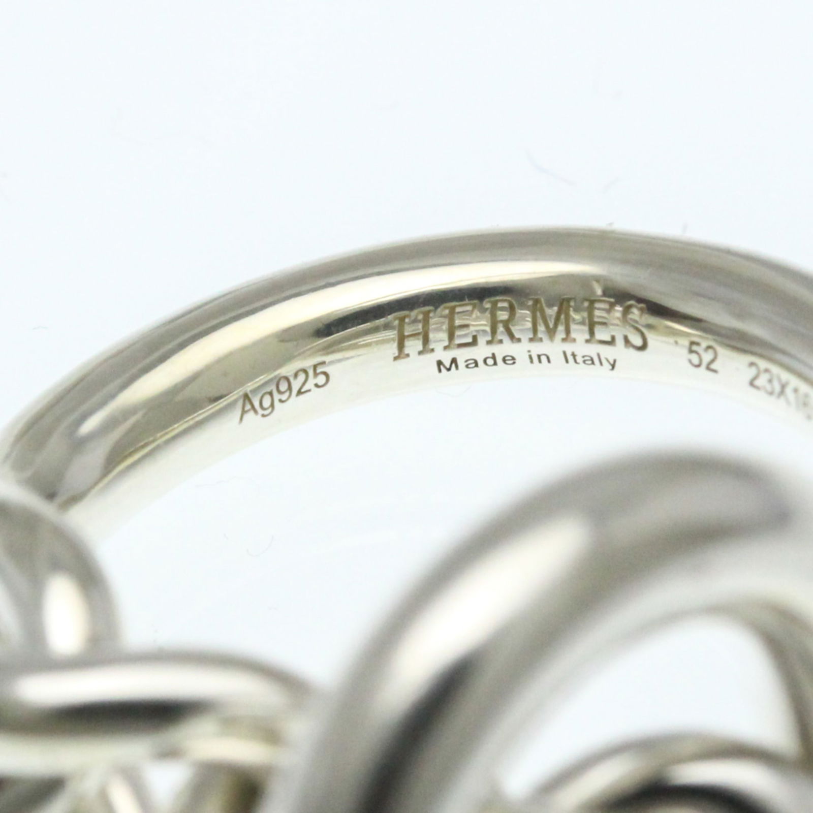 Silver Hermes Band Ring - 6