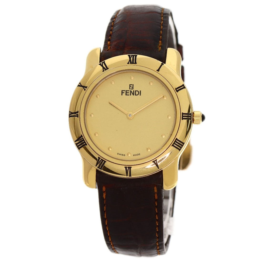 Leather FENDI Round face Watches 850G Gold Plated/: Leather FENDI Round face Watches 850G Gold Plated/ This listing features Leather FENDI Round face Watches 850G Gold Plated/. Item specifics are provided below. Item Specifics: Brand: FENDI Style: Watc