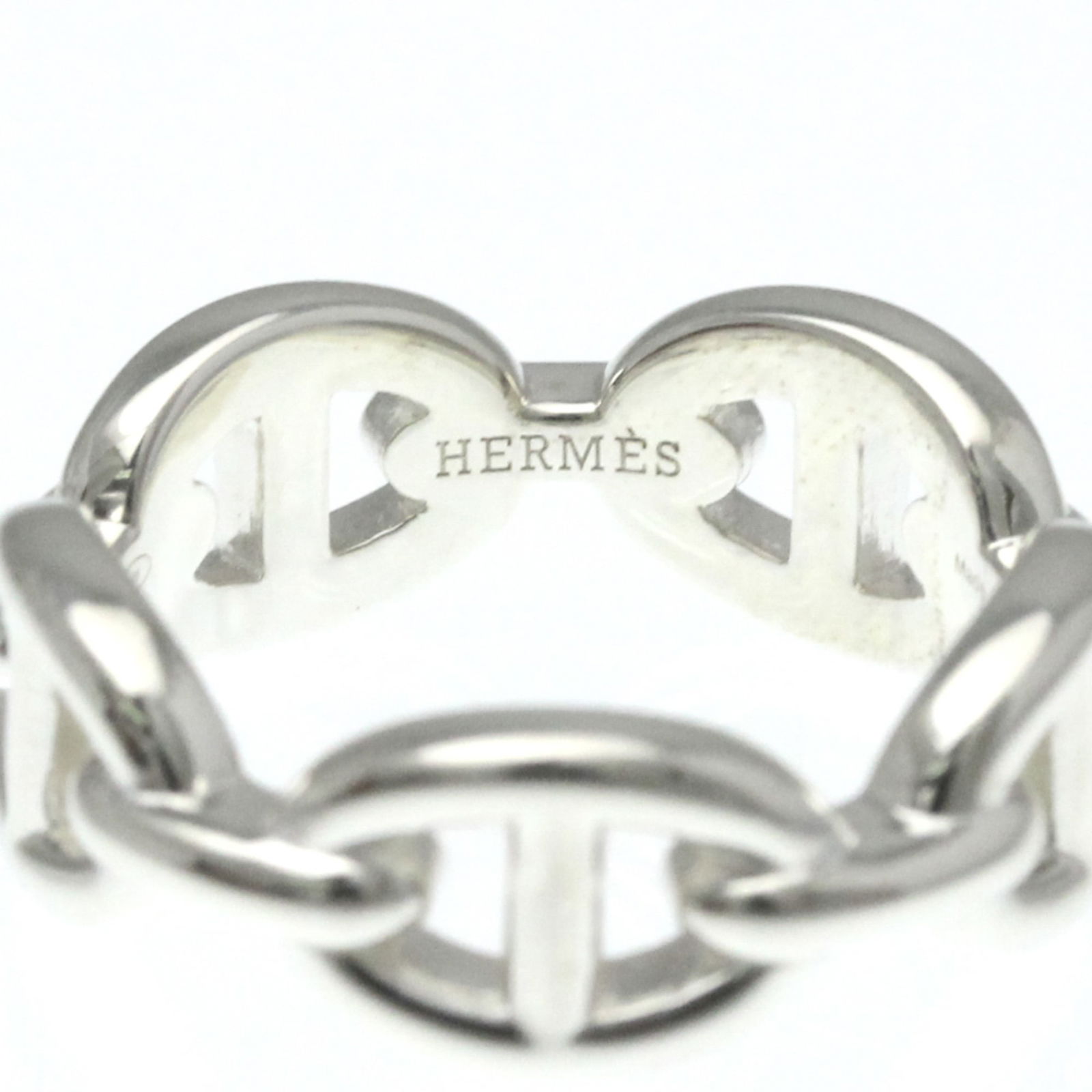 Silver Hermes Band Ring - 6