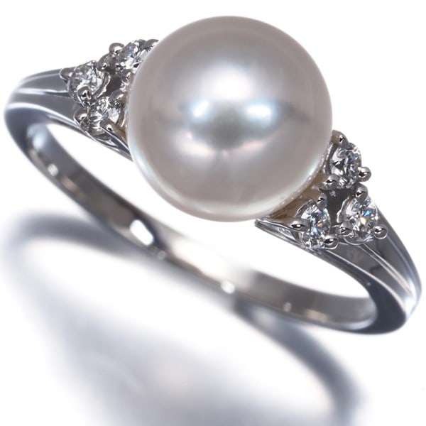 Platinum Mikimoto Ring Akoya Pearl 7.8Mm Diamond Us4.5 950 (1 of 5)