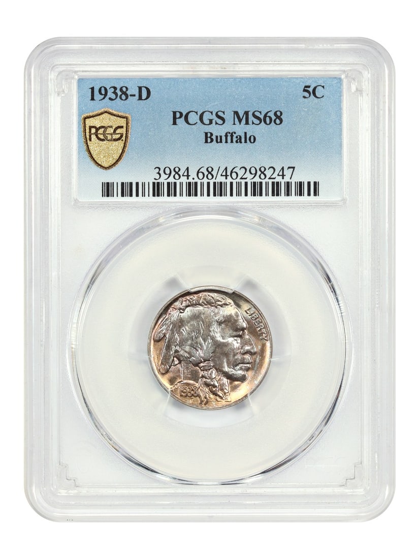 Buffalo Nickel - 1938-D 5C Buffalo PCGS MS68: Buffalo Nickel - 1938-D 5C Buffalo PCGS MS68 This listing features Buffalo Nickel - 1938-D 5C Buffalo PCGS MS68. Item specifics are provided below. Item Specifics: Certification: PCGS Certification Nu