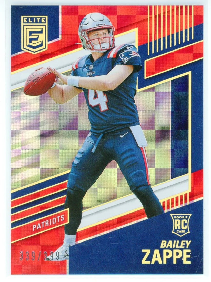 #107 Bailey Zappe 2022 Panini Donruss Elite Rookie Card: #107 Bailey Zappe 2022 Panini Donruss Elite Rookie Card This listing features #107 Bailey Zappe 2022 Panini Donruss Elite Rookie Card. Item specifics are provided below. Item Specifics: Brand: Panini