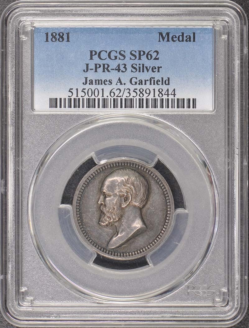 PR62 1881 Medal PR-43 Garfield U.S. Mint Medal PCGS: PR62 1881 Medal PR-43 Garfield U.S. Mint Medal PCGS This listing features PR62 1881 Medal PR-43 Garfield U.S. Mint Medal PCGS. Item specifics are provided below. Item Specifics: Circulated/Uncirculate