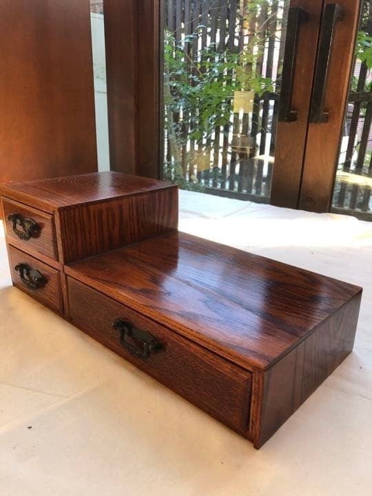 Organizer Vintage Wooden Tansu Jewelry Box Three small wooden drawers (1 of 10)