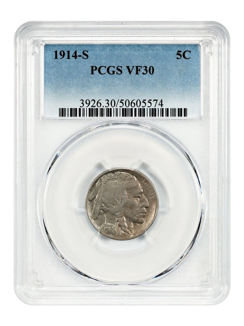 Tough S-Mint Issue - 1914-S 5C PCGS VF30 - Buffalo Nickel: Tough S-Mint Issue - 1914-S 5C PCGS VF30 - Buffalo Nickel This listing features Tough S-Mint Issue - 1914-S 5C PCGS VF30 - Buffalo Nickel. Item specifics are provided below. Item Specifics: Certificat