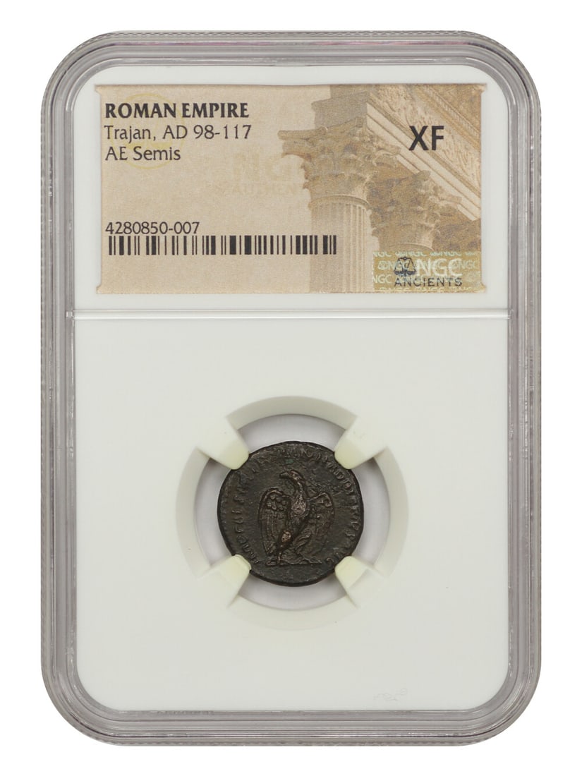 XF Ancient Roman: Trajan (AD 98-117) AE Semis NGC: XF Ancient Roman: Trajan (AD 98-117) AE Semis NGC This listing features XF Ancient Roman: Trajan (AD 98-117) AE Semis NGC. Item specifics are provided below. Item Specifics: Certification: NGC Certifi