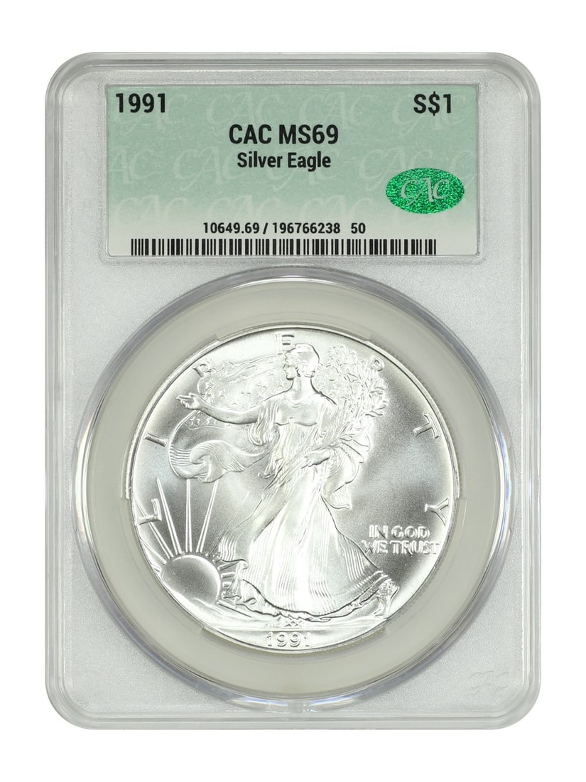 Silver Eagles - 1991 $1 Silver Eagle CACG MS69 (1 of 4)