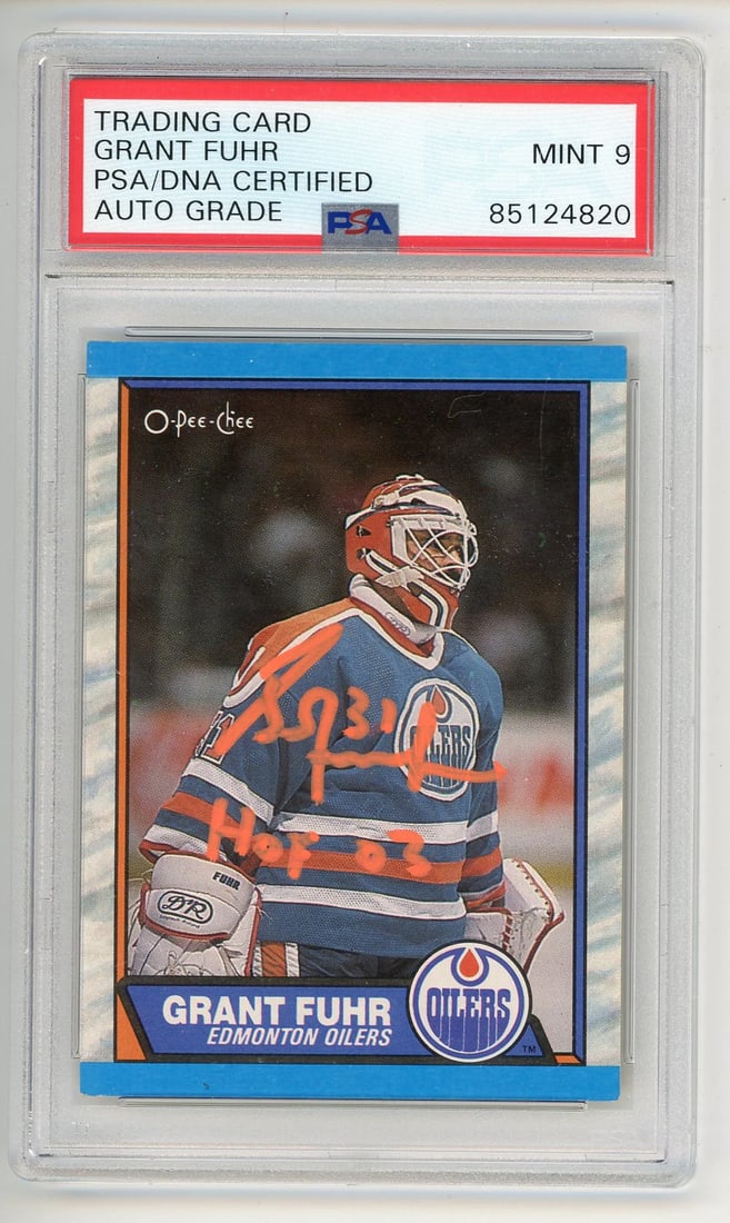 9 Grant Fuhr Autographed 1989-90 O-Pee-Chee Card PSA MT (1 of 2)