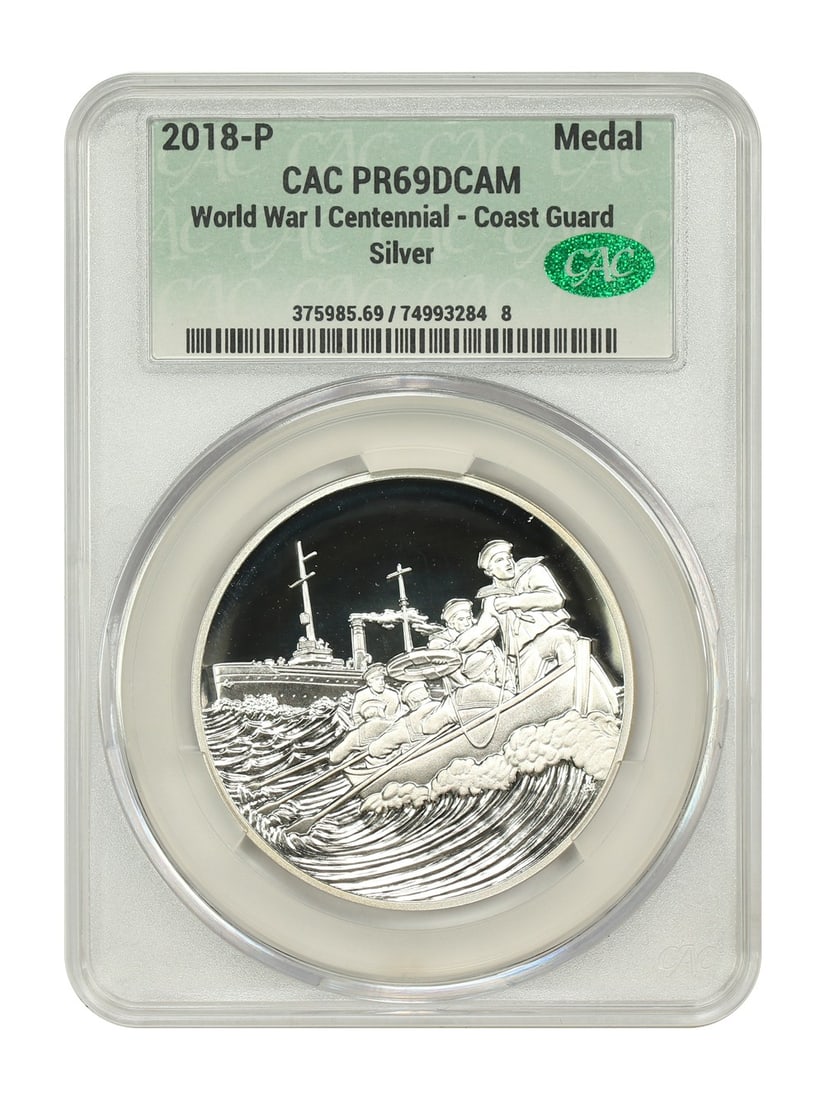 U.S. Mint Medals - 2018-P Medal WWI Centennial CACG PR69DCAM (Coast Guard): U.S. Mint Medals - 2018-P Medal WWI Centennial CACG PR69DCAM (Coast Guard) This listing features U.S. Mint Medals - 2018-P Medal WWI Centennial CACG PR69DCAM (Coast Guard). Item specifics are provided