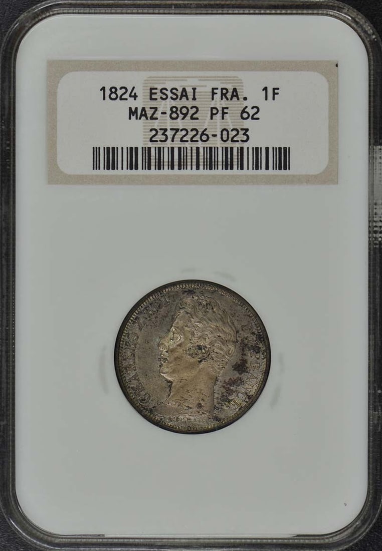 Pop 1824 ESSAI FRANCE 1F Maz-892 NGC PF62 Top (1 of 3)