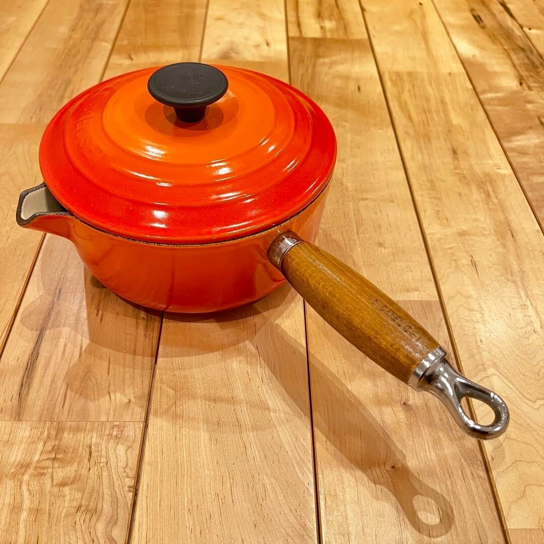 Used - Le Creuset Wood Handle Saucepan - Orange - 7.1in - Rare (1 of 10)