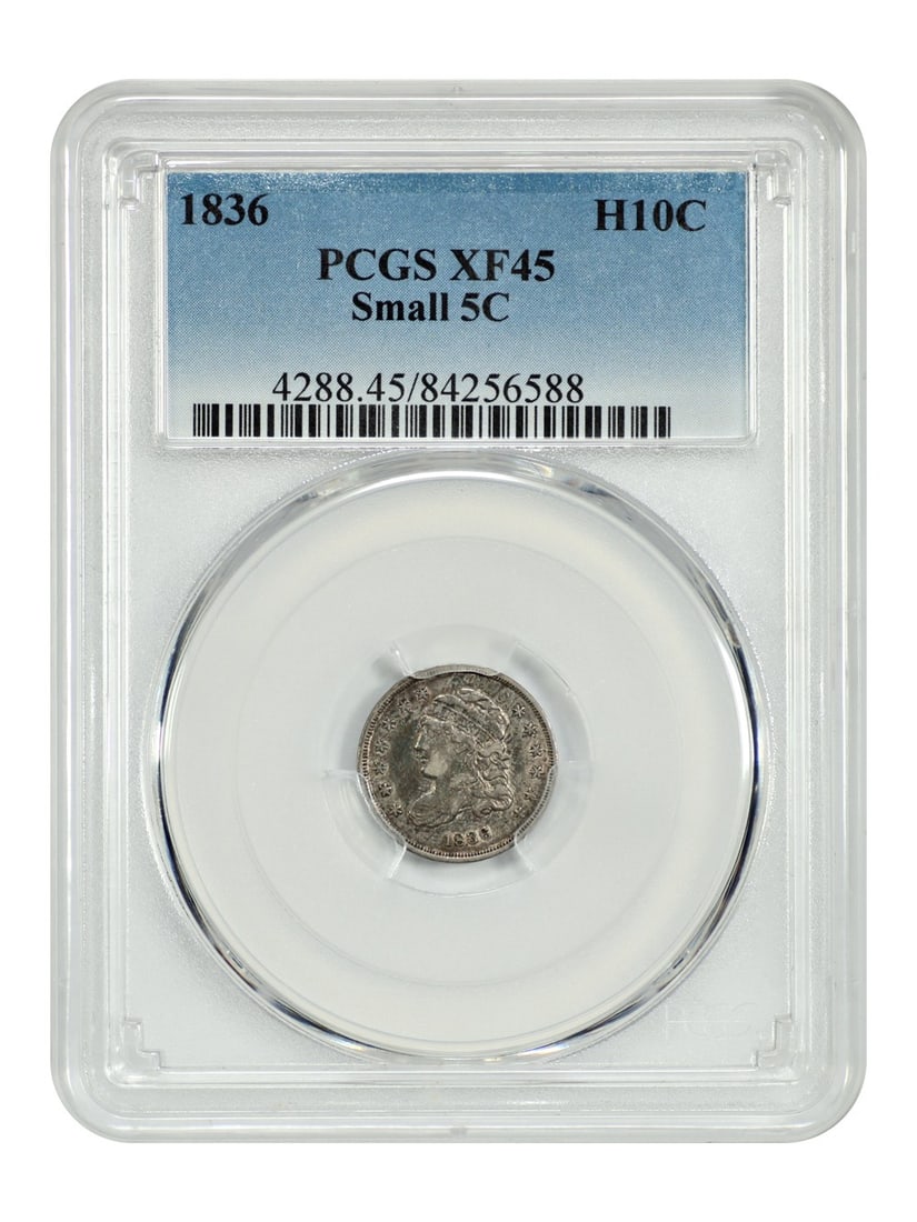 Capped Bust Half Dime - 1836 H10C PCGS XF45 (Small 5C): Capped Bust Half Dime - 1836 H10C PCGS XF45 (Small 5C) This listing features Capped Bust Half Dime - 1836 H10C PCGS XF45 (Small 5C). Item specifics are provided below. Item Specifics: Certification: P