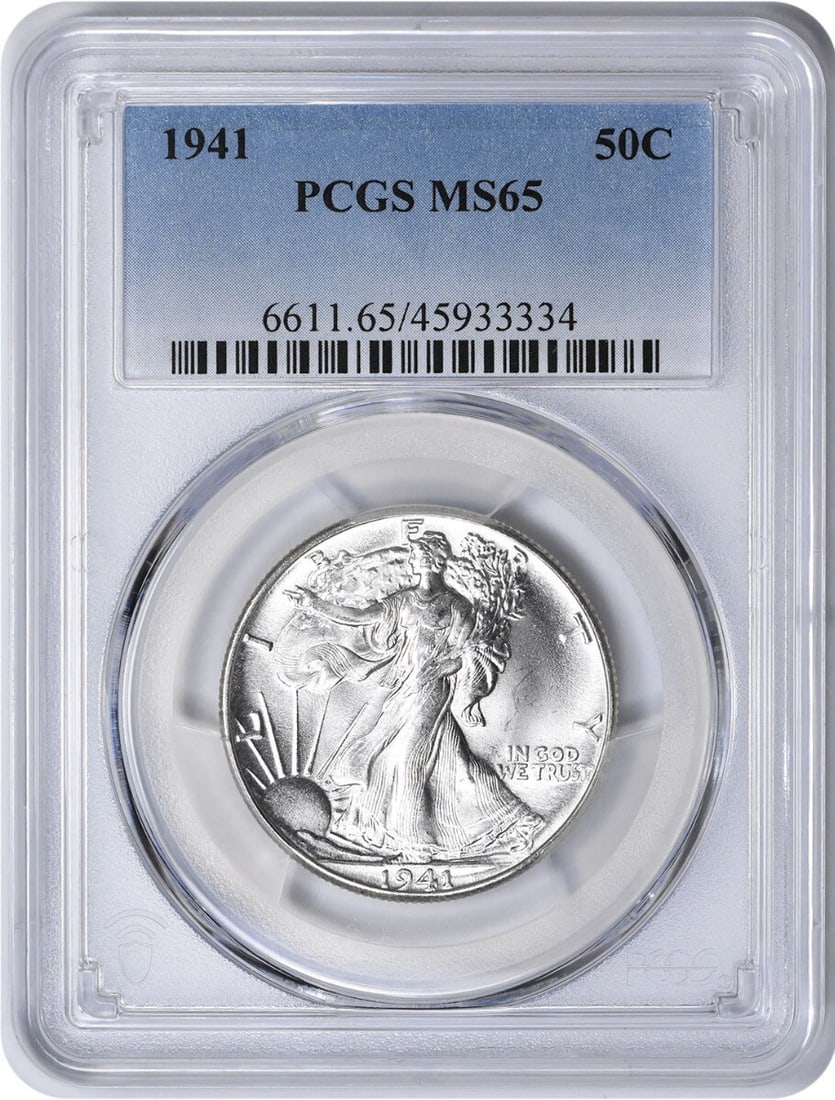 PCGS 1941 Walking Liberty Silver Half Dollar MS65: PCGS 1941 Walking Liberty Silver Half Dollar MS65 This listing features PCGS 1941 Walking Liberty Silver Half Dollar MS65. Item specifics are provided below. Item Specifics: Country Of Origin: United