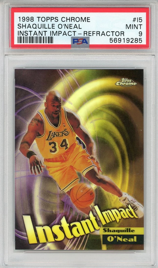 (PSA) Shaquille O'Neal 1998 Topps Chrome Instant Impact Refractor Card #15 (1 of 2)