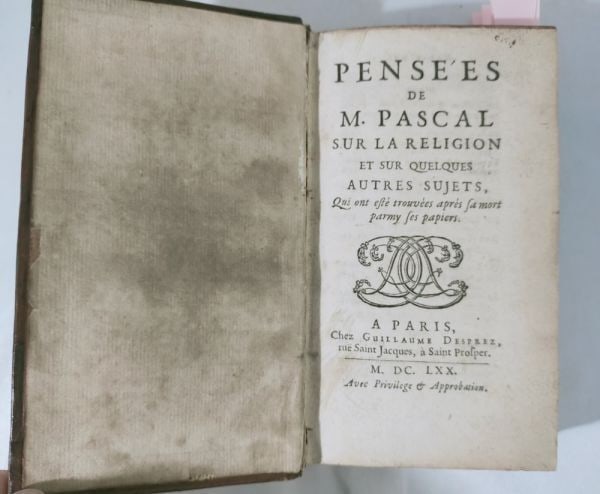 Rare Blaise Pascal Penses 1670 Second Edition First Issue Guillaume Desprez: Rare Blaise Pascal Penses 1670 Second Edition First Issue Guillaume Desprez This listing features Rare Blaise Pascal Penses 1670 Second Edition First Issue Guillaume Desprez. Item specifics are provid