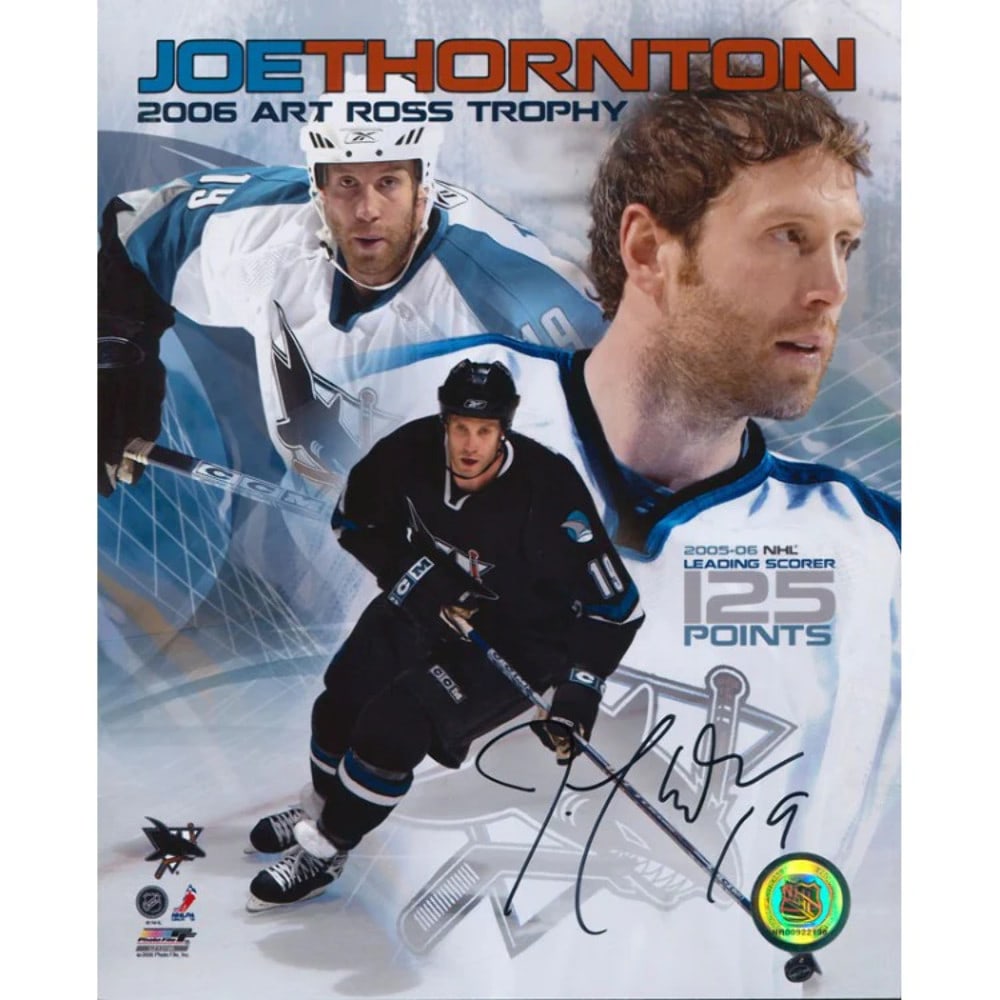 Photo Joe Thornton Autographed 8x10: Photo Joe Thornton Autographed 8x10 This listing features Photo Joe Thornton Autographed 8x10. Item specifics are provided below. Item Specifics: Joe Thornton Autographed 2005-06 NHL Leading Scorer 8x