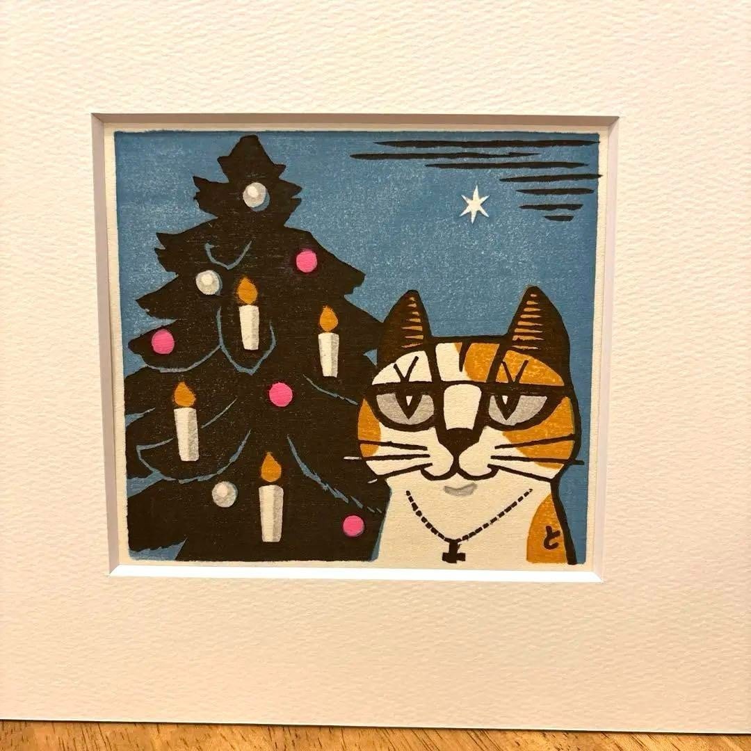 signature Tomoo Inagaki Cat and Christmas Tree Woodblock Print With printed: signature Tomoo Inagaki Cat and Christmas Tree Woodblock Print With printed This listing features signature Tomoo Inagaki Cat and Christmas Tree Woodblock Print With printed. Item specifics are provid