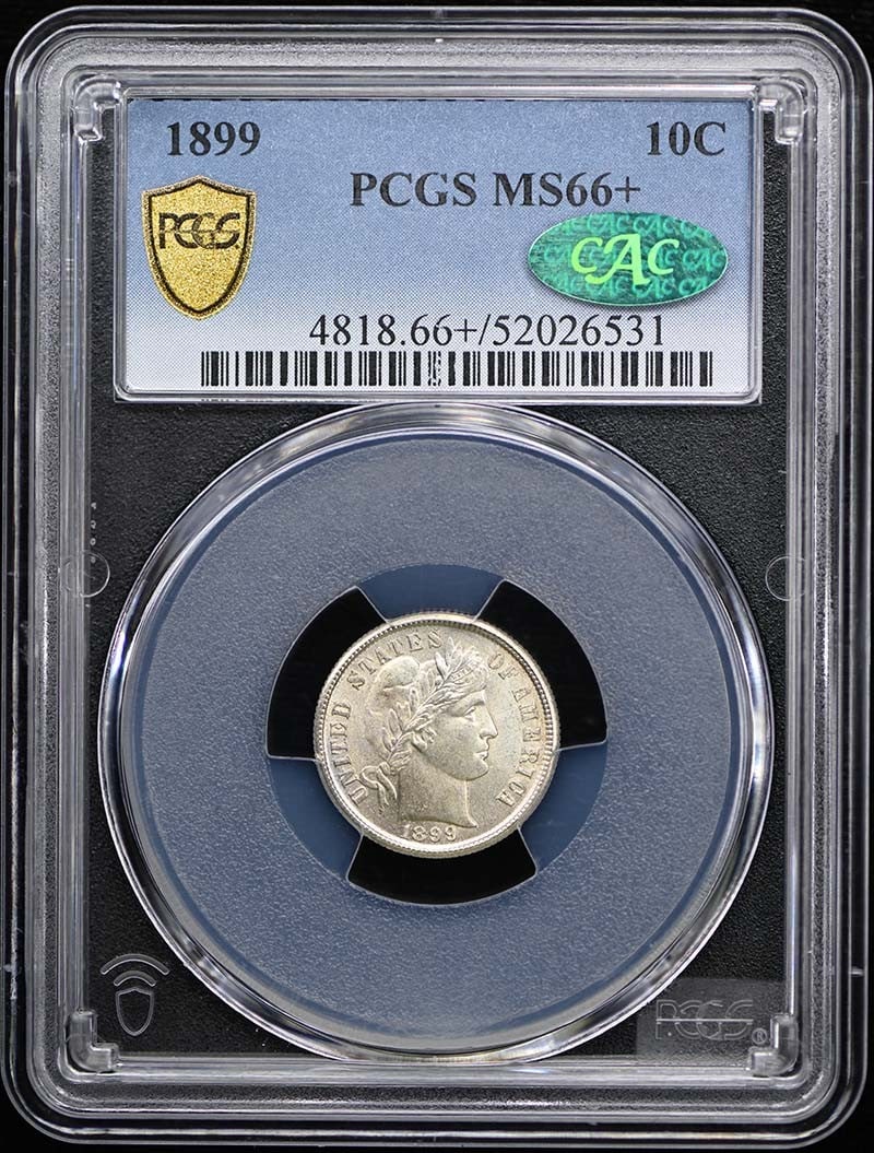(CAC) 1899 10C Barber Dime PCGS MS66+ (1 of 2)