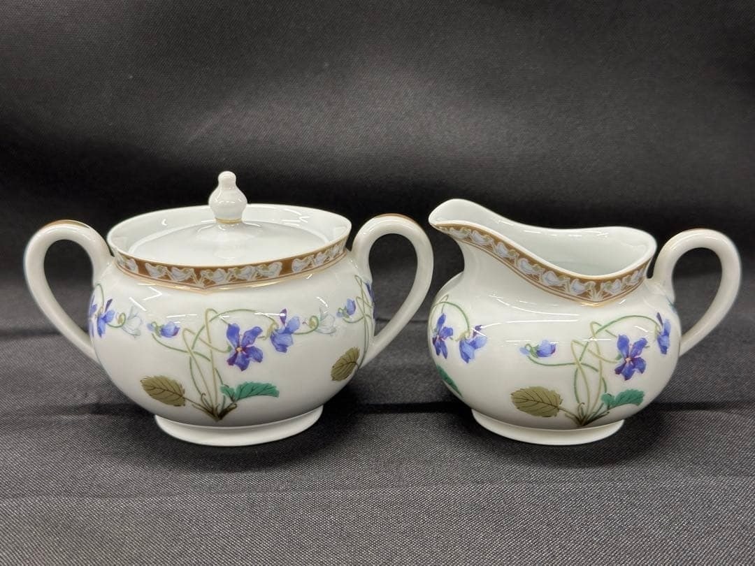 Design HAVILAND Limoges Sugar bowl Creamer Set Of 2 Imperatrice Eugenie Violet (1 of 12)