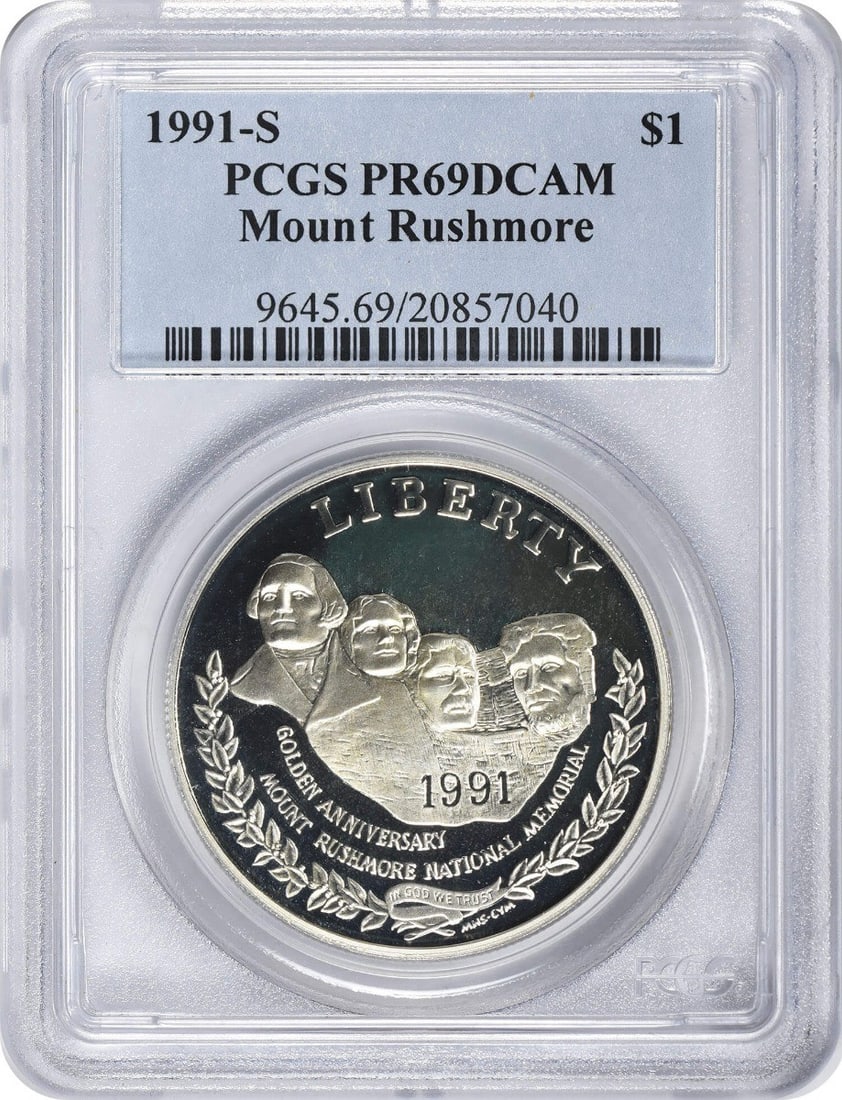 DC 1991-S Mount Rushmore MT Silver Commemorative Dollar PR69DCAM PCGS Proof 69: DC 1991-S Mount Rushmore MT Silver Commemorative Dollar PR69DCAM PCGS Proof 69 This listing features DC 1991-S Mount Rushmore MT Silver Commemorative Dollar PR69DCAM PCGS Proof 69. Item specifics are