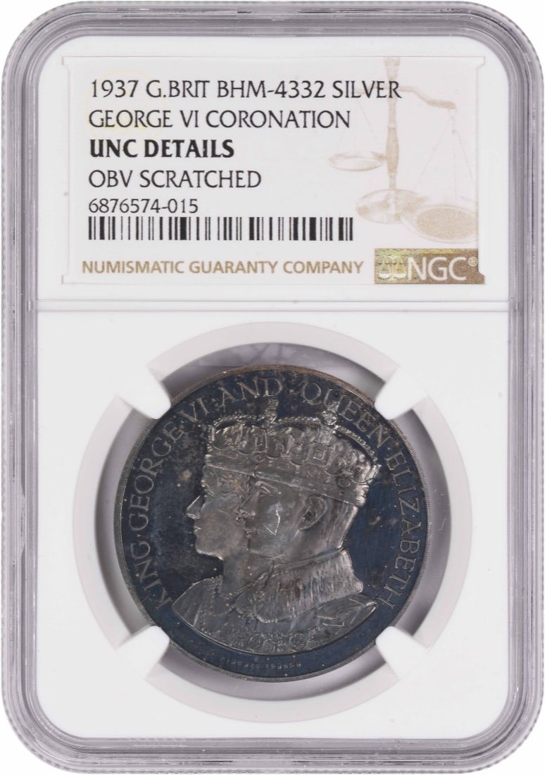 NGC 1937 Great Britain Medal George VI BHM-4332 Genuine (UNC Details Scratched): NGC 1937 Great Britain Medal George VI BHM-4332 Genuine (UNC Details Scratched) This listing features NGC 1937 Great Britain Medal George VI BHM-4332 Genuine (UNC Details Scratched). Item specifics ar