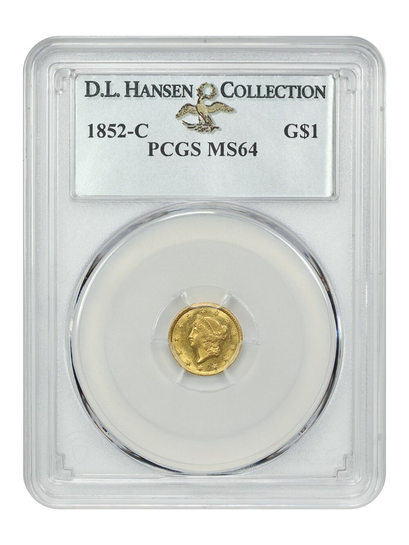 Hansen 1852-C G$1 PCGS MS64 ex: D.L.: Hansen 1852-C G$1 PCGS MS64 ex: D.L. This listing features Hansen 1852-C G$1 PCGS MS64 ex: D.L.. Item specifics are provided below. Item Specifics: Certification: PCGS Certification Number: 39892133 C