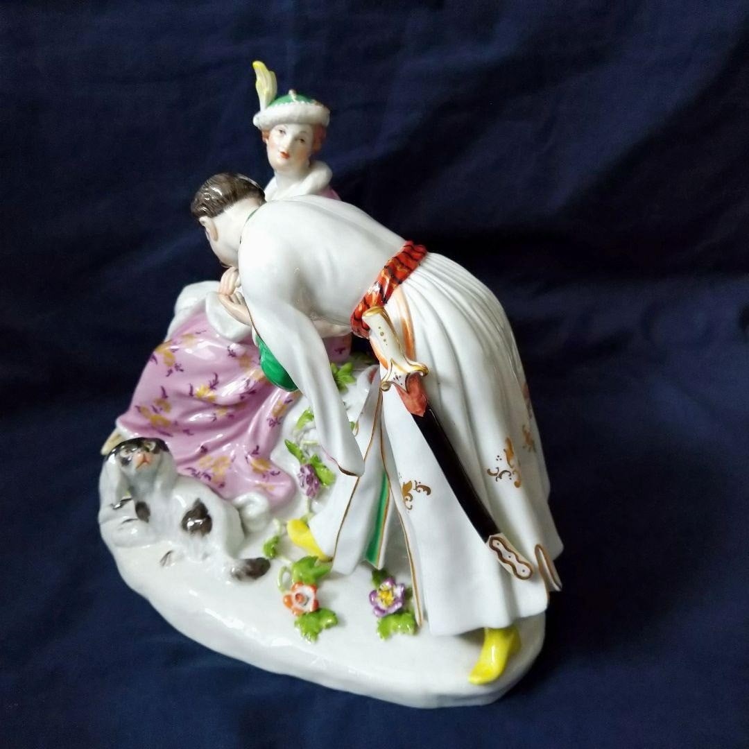 67009 Antique Meissen Poland Porcelain Figurine Polish Lady Gentleman (1 of 13)