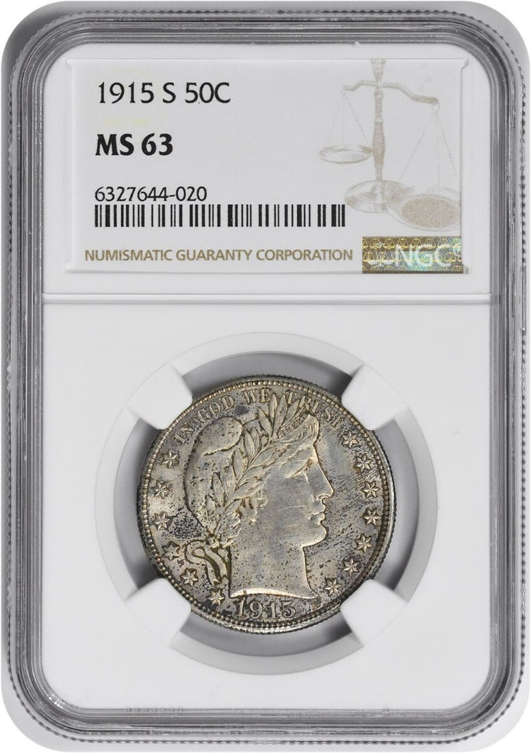 NGC 1915-S Barber Silver Half Dollar MS63: NGC 1915-S Barber Silver Half Dollar MS63 This listing features NGC 1915-S Barber Silver Half Dollar MS63. Item specifics are provided below. Item Specifics: Country Of Origin: United States Certifica