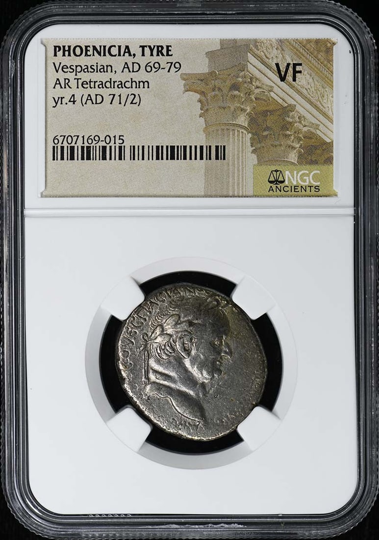 TYRE AR Tetradrachm NGC - Vespasian - AD 69-79-PHOENICIA - TYRE PHOENICIA: TYRE AR Tetradrachm NGC - Vespasian - AD 69-79-PHOENICIA - TYRE PHOENICIA This listing features TYRE AR Tetradrachm NGC - Vespasian - AD 69-79-PHOENICIA - TYRE PHOENICIA. Item specifics are provided b