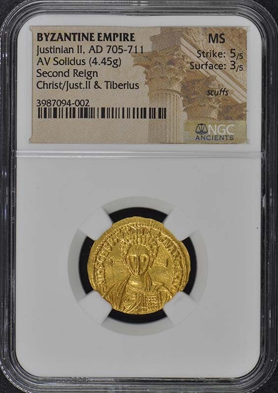 AD 705-711 BYZANTINE EMPIRE Solidus NGC MS60 Christ - Justinian II: AD 705-711 BYZANTINE EMPIRE Solidus NGC MS60 Christ - Justinian II This listing features AD 705-711 BYZANTINE EMPIRE Solidus NGC MS60 Christ - Justinian II. Item specifics are provided below. Item Spe