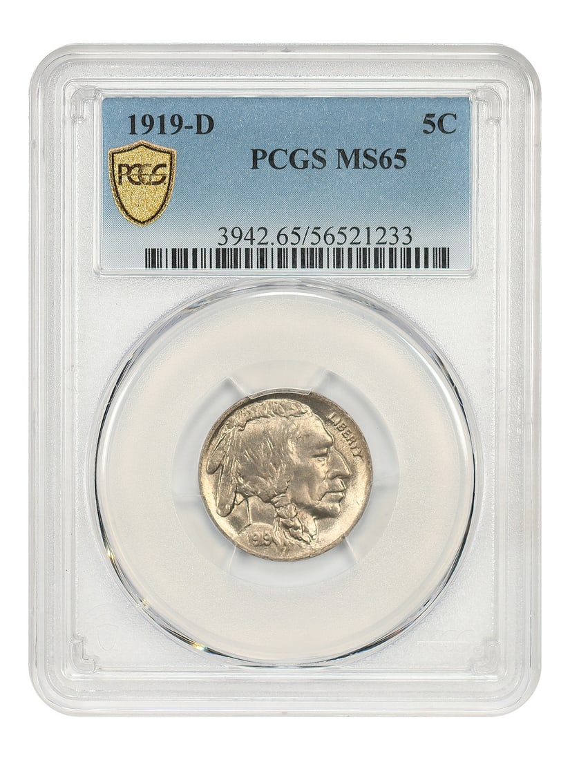 Buffalo Nickel - 1919-D 5C PCGS MS65: Buffalo Nickel - 1919-D 5C PCGS MS65 This listing features Buffalo Nickel - 1919-D 5C PCGS MS65. Item specifics are provided below. Item Specifics: Certification: PCGS Certification Number: 56521233 C