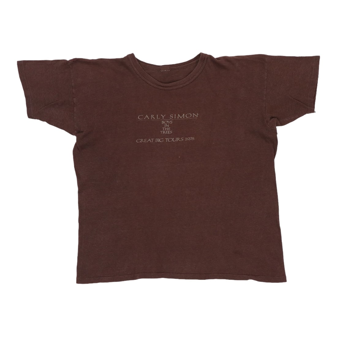 Shirt 1978 Carly Simon Boys In The Trees Tour: Shirt 1978 Carly Simon Boys In The Trees Tour This listing features Shirt 1978 Carly Simon Boys In The Trees Tour. Item specifics are provided below. Item Specifics: Era: 1970s Color: Brown Material: