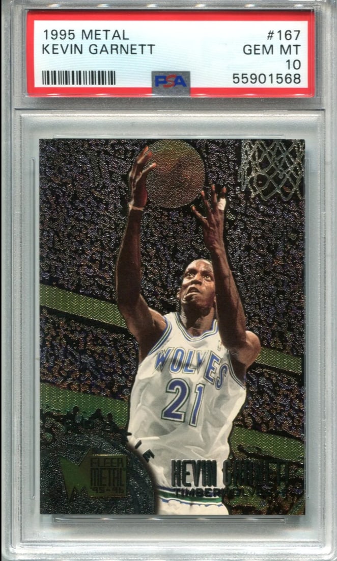 Card Kevin Garnett 1995 Fleer Metal #167 PSA GEM MT 10: Card Kevin Garnett 1995 Fleer Metal #167 PSA GEM MT 10 This listing features Card Kevin Garnett 1995 Fleer Metal #167 PSA GEM MT 10. Item specifics are provided below. Item Specifics: Brand: Professio