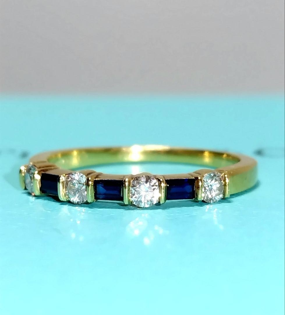 Ring Vintage Tiffany & Co Baguette Cut Sapphire Diamond 18k Yellow Gold Band: Ring Vintage Tiffany & Co Baguette Cut Sapphire Diamond 18k Yellow Gold Band This listing features Ring Vintage Tiffany & Co Baguette Cut Sapphire Diamond 18k Yellow Gold Band. Item specifics are prov