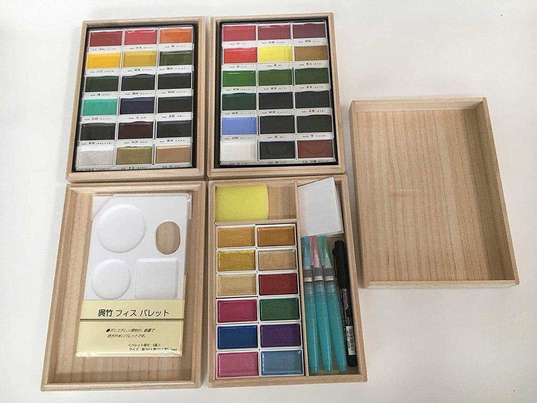 Palette Kuretake MC22-14 48 Color Watercolor Paint Set with 3 Brush Pens and: Palette Kuretake MC22-14 48 Color Watercolor Paint Set with 3 Brush Pens and This listing features Palette Kuretake MC22-14 48 Color Watercolor Paint Set with 3 Brush Pens and. Item specifics are prov