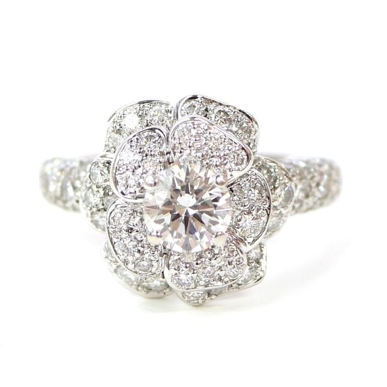 Rare CHANEL Camellia White Gold Diamond Ring US3.5-4 in: Rare CHANEL Camellia White Gold Diamond Ring US3.5-4 in This listing features Rare CHANEL Camellia White Gold Diamond Ring US3.5-4 in. Item specifics are provided below. Item Specifics: Shape: Flower