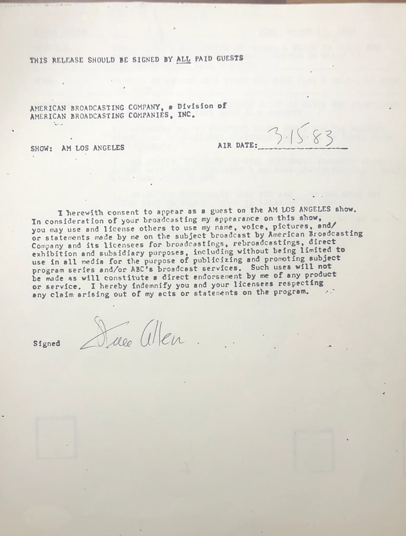 (JSA) Steve Allen Autographed Contract (1 of 2)