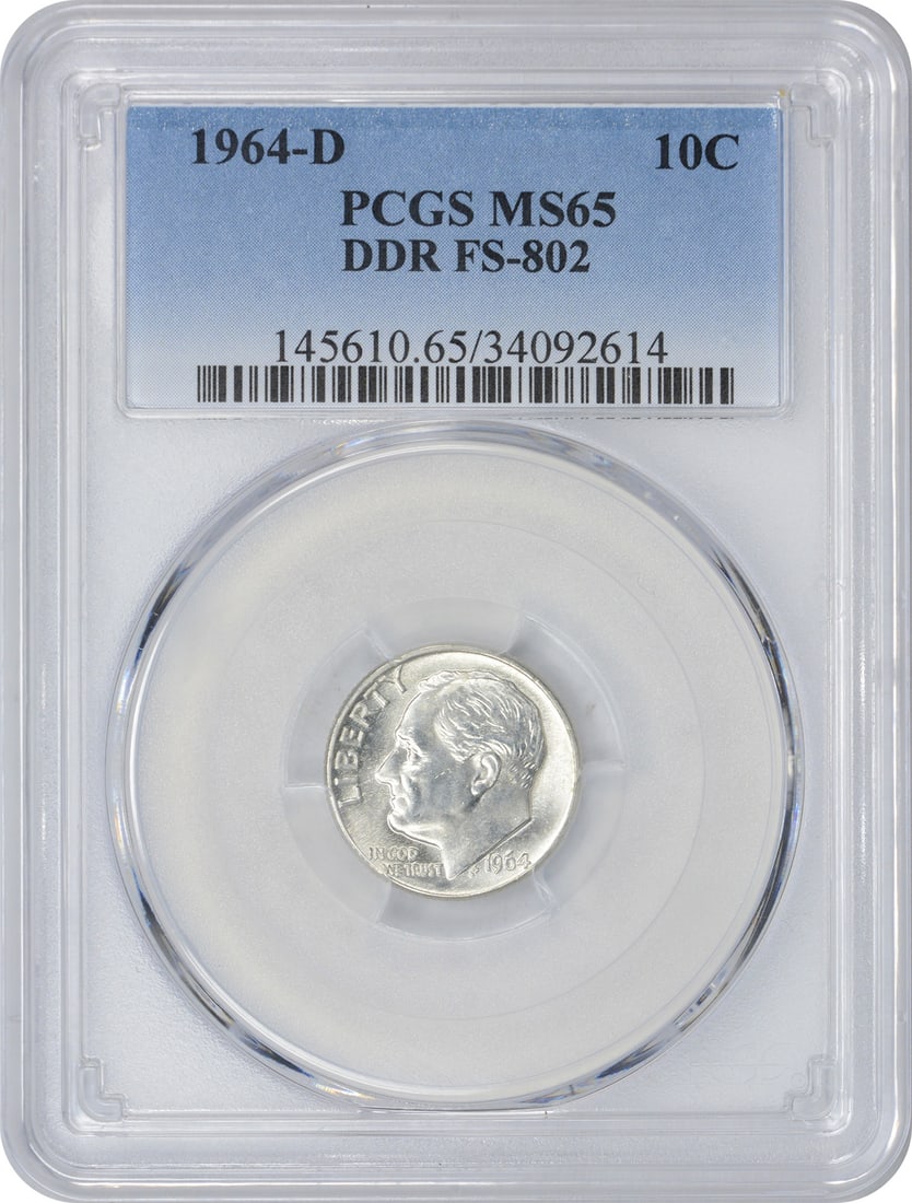 PCGS 1964-D Roosevelt Silver Dime DDR FS-802 MS65 (1 of 1)