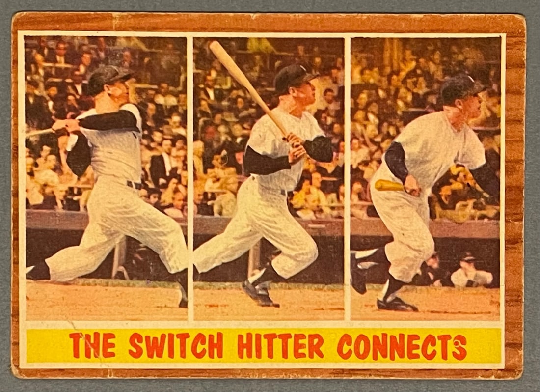 Connects Mickey Mantle 1962 Topps Baseball Card #318 The Switch Hitter: Connects Mickey Mantle 1962 Topps Baseball Card #318 The Switch Hitter This listing features Connects Mickey Mantle 1962 Topps Baseball Card #318 The Switch Hitter. Item specifics are provided below.