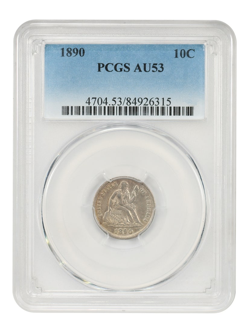 Liberty Seated Dime - 1890 10C PCGS AU53: Liberty Seated Dime - 1890 10C PCGS AU53 This listing features Liberty Seated Dime - 1890 10C PCGS AU53. Item specifics are provided below. Item Specifics: Certification: PCGS Certification Number: 84