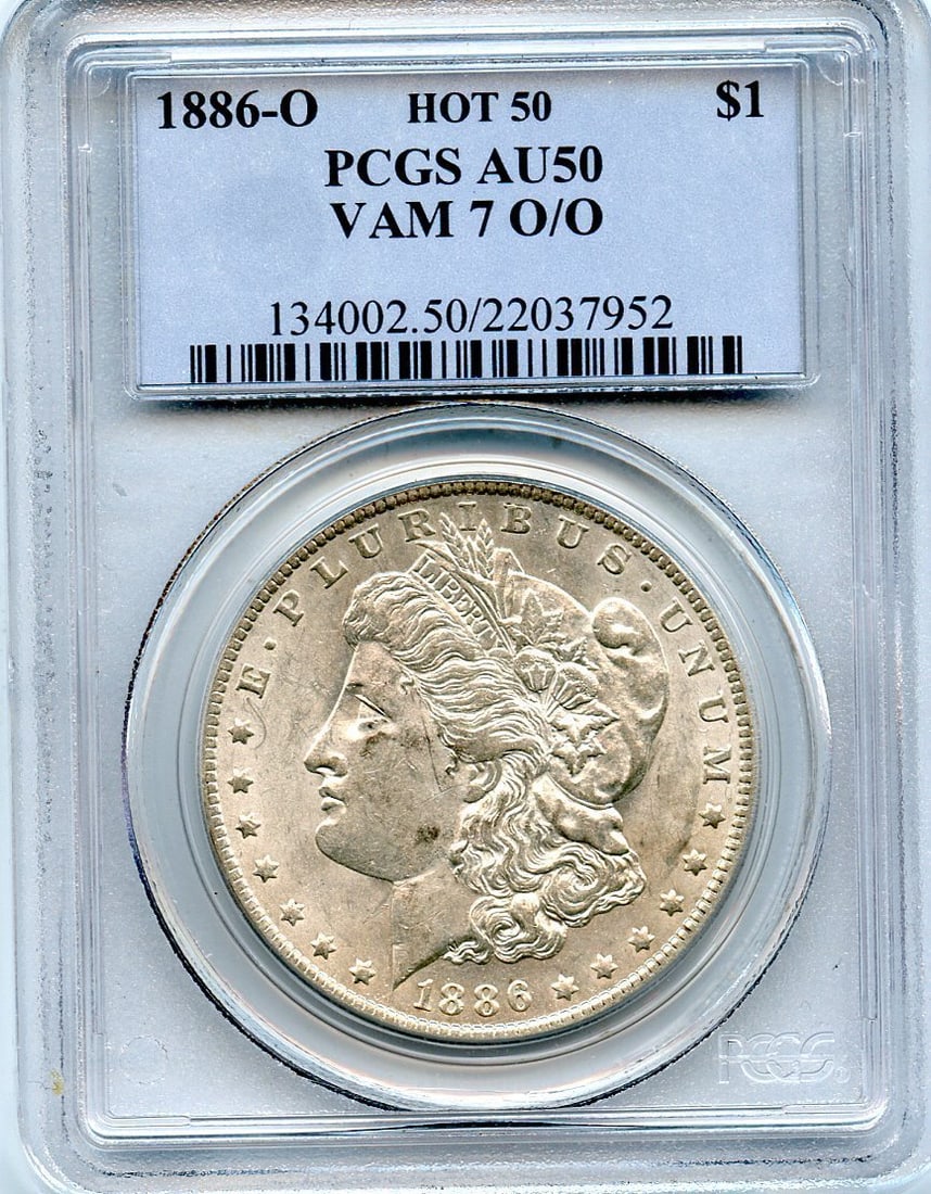AU50 C9175- 1886-O VAM-7 O/ O HOT 50 MORGAN DOLLAR PCGS: AU50 C9175- 1886-O VAM-7 O/ O HOT 50 MORGAN DOLLAR PCGS This listing features AU50 C9175- 1886-O VAM-7 O/ O HOT 50 MORGAN DOLLAR PCGS. Item specifics are provided below. Item Specifics: Country Of Ori