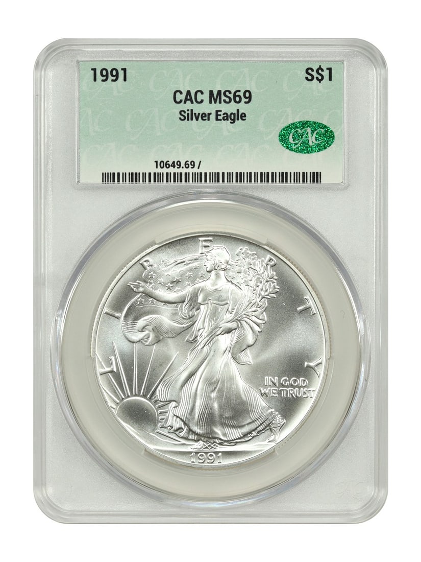 Silver Eagles - 1991 $1 Silver Eagle CACG MS69 (1 of 4)